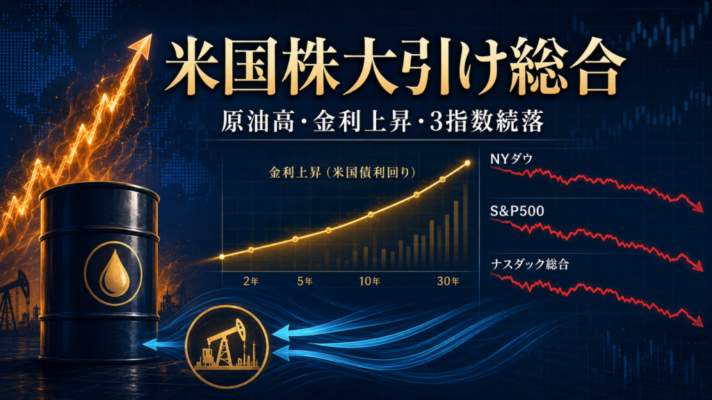 9月1日の米国株大引け総合｜原油5％高・金利上昇で3指数続落